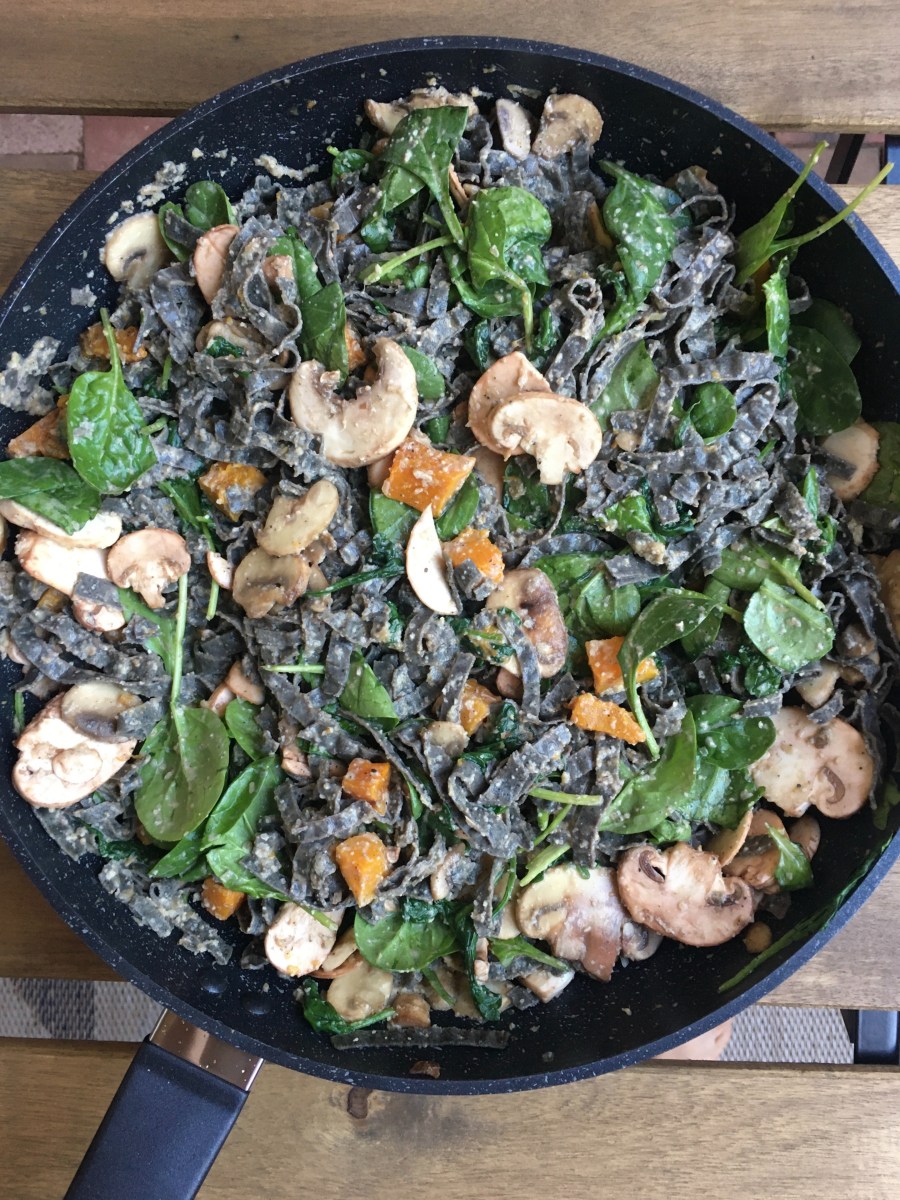 Black Bean Fettuccine With Creamy Walnut And Miso&nbsp;Sauce