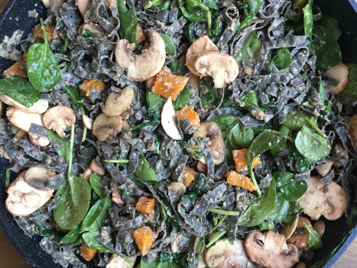 Black Bean Fettuccine With Creamy Walnut And Miso&nbsp;Sauce